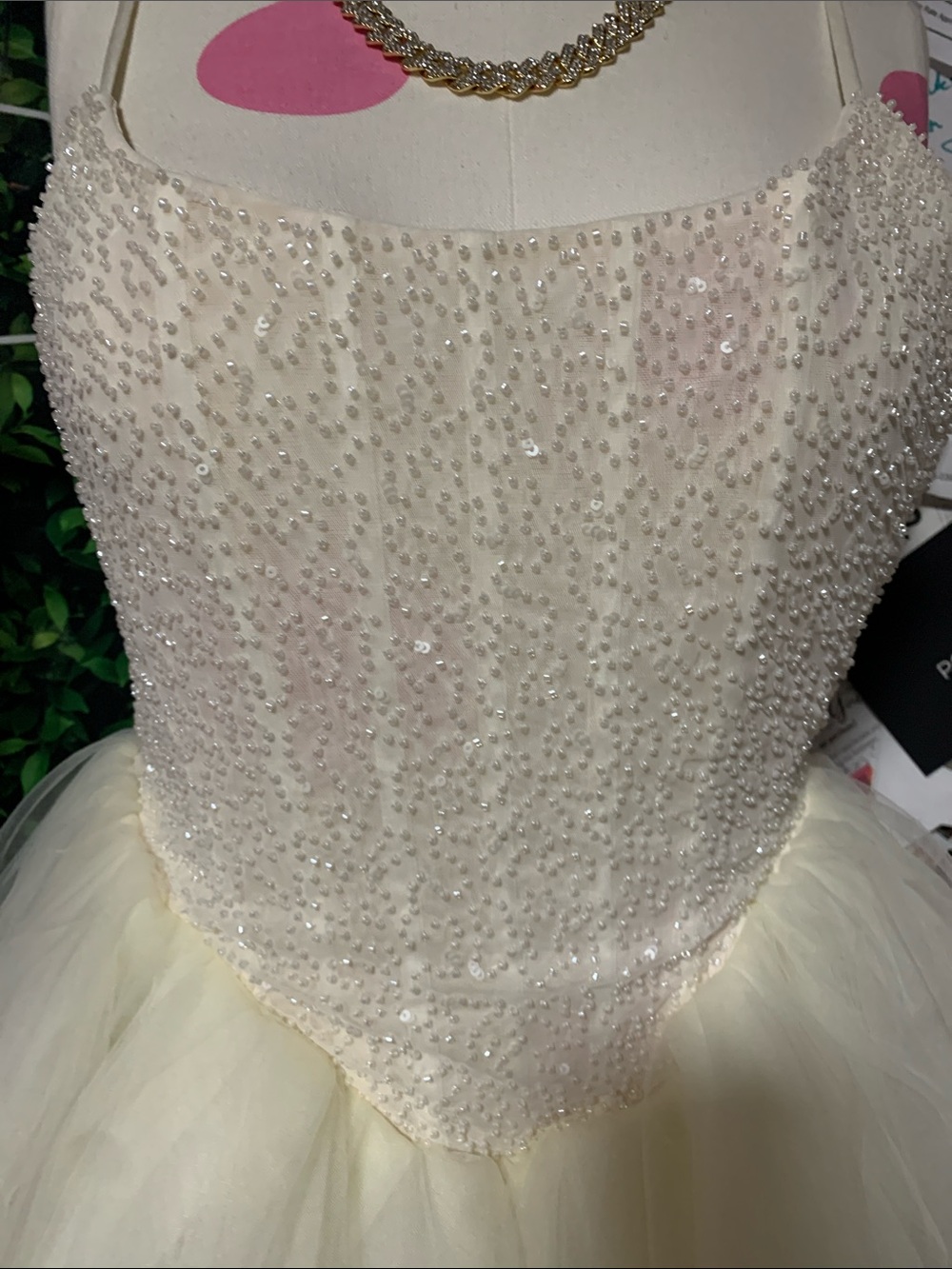 Oh Polly White Eugenie Embellished Corset Ivory Beaded Tulle Mini Dress - Picture 9 of 12